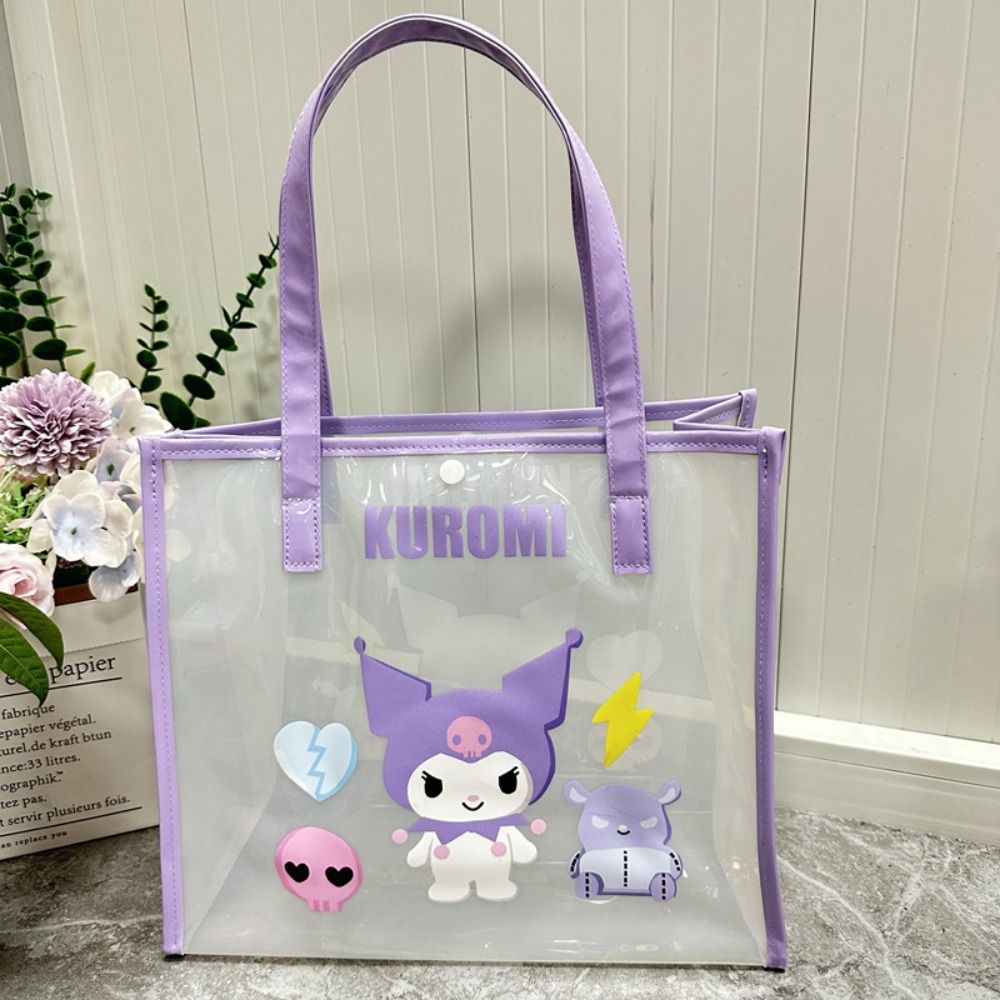 GOUPDO Trong suốt Túi xách thạch sanrios Anime Hoạt hình dễ thương Túi tote du lịch  Tay cầm bền Túi giặt - 4