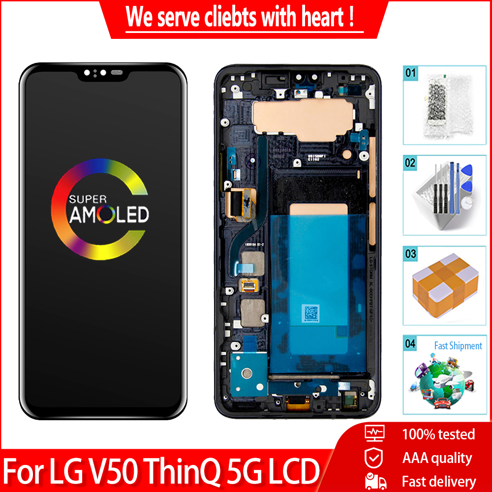 Myxiu 6.4 "ban đầu cho LG V50 thinq 5G màn hình cảm ứng LCD với khung thử nghiệm hiển thị mặt kính cảm ứng lắp ráp bộ phận thay thế