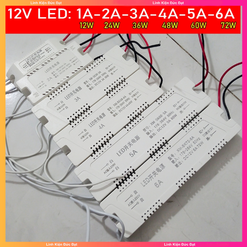 Bộ nguồn kiểu tăng phô 12V (1A - 6A) Cho LED, Motor, Máy Bơm DC 12V Hàng Chuyên Dụng Công suất 12w-72w Giá 52,000 Đồng*Miễn phí vận chuyển