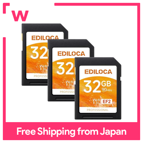 Ediloca EF2 [Bộ 3] UHS-I 32 thẻ GB SD class10 U1 V10 Tốc độ đọc tối đa 90 MB/giây tốc độ ghi tối đa 20 MB/giây Thẻ nhớ tương thích 4K/Full HD