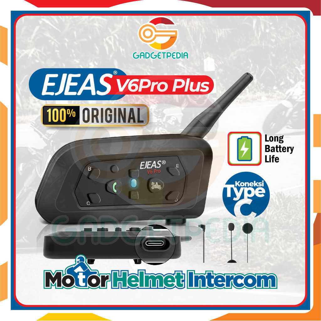 NEW EJEAS V6 PRO PLUS HELMET INTERCOM 100% ORIGINAL FULLSET RESMI Giá 500,000 Đồng*Miễn phí vận chuyển