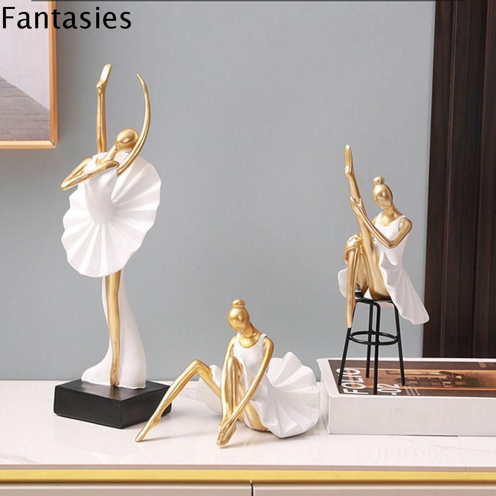 FANTASIES Dễ thương Tượng Nữ múa ba lê phong cách Bắc Âu Mini Hoạt hình Tượng hình vũ công Trang trí sân vườn Lãng mạn Tượng vũ công ba lê bằng nhựa Trẻ em