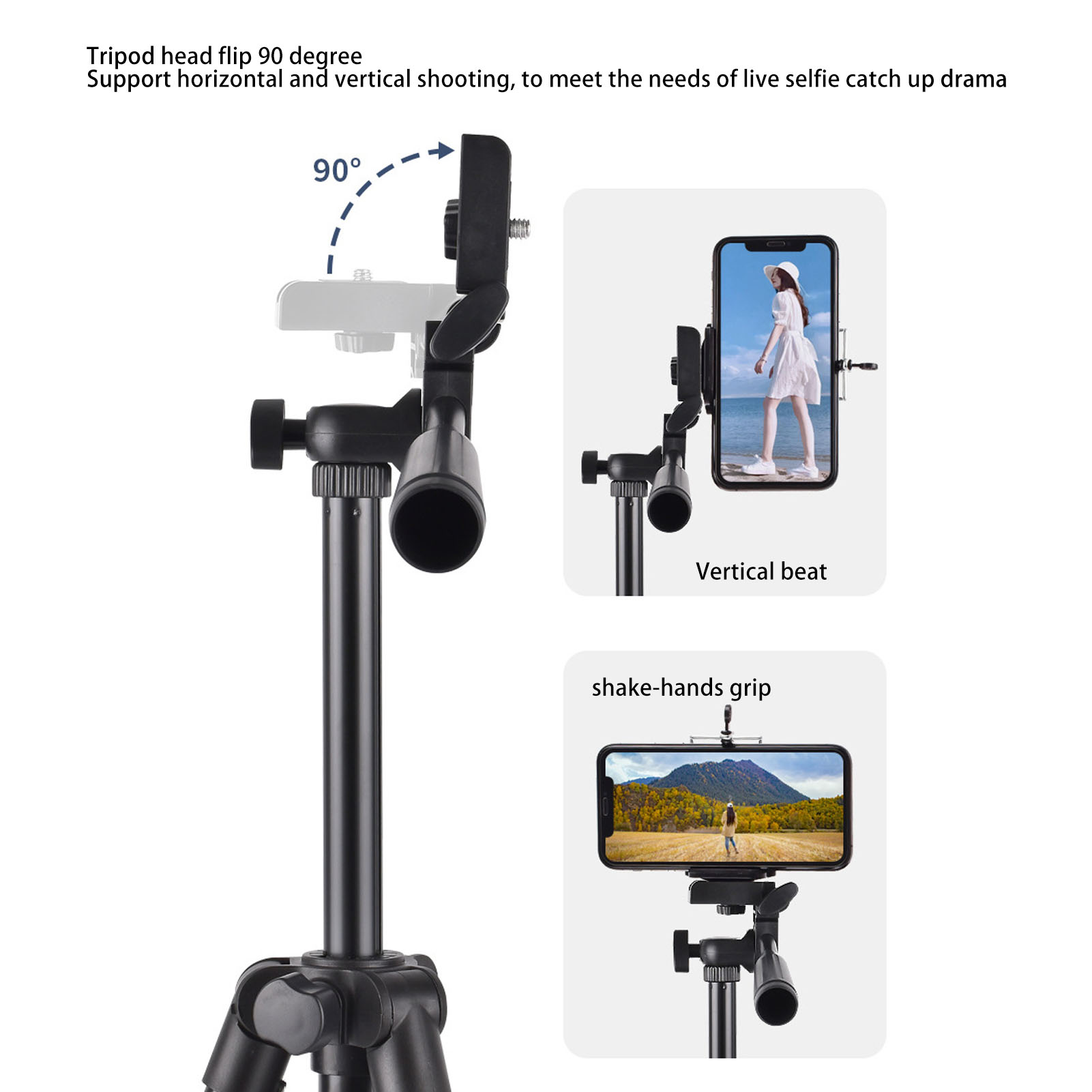 Gậy selfie Chiều cao có thể điều chỉnh 360 độ Trọng lượng nhẹ 1/4 inch vít gậy selfie giá ba chân cho nhiếp ảnh cho phát trực tiếp