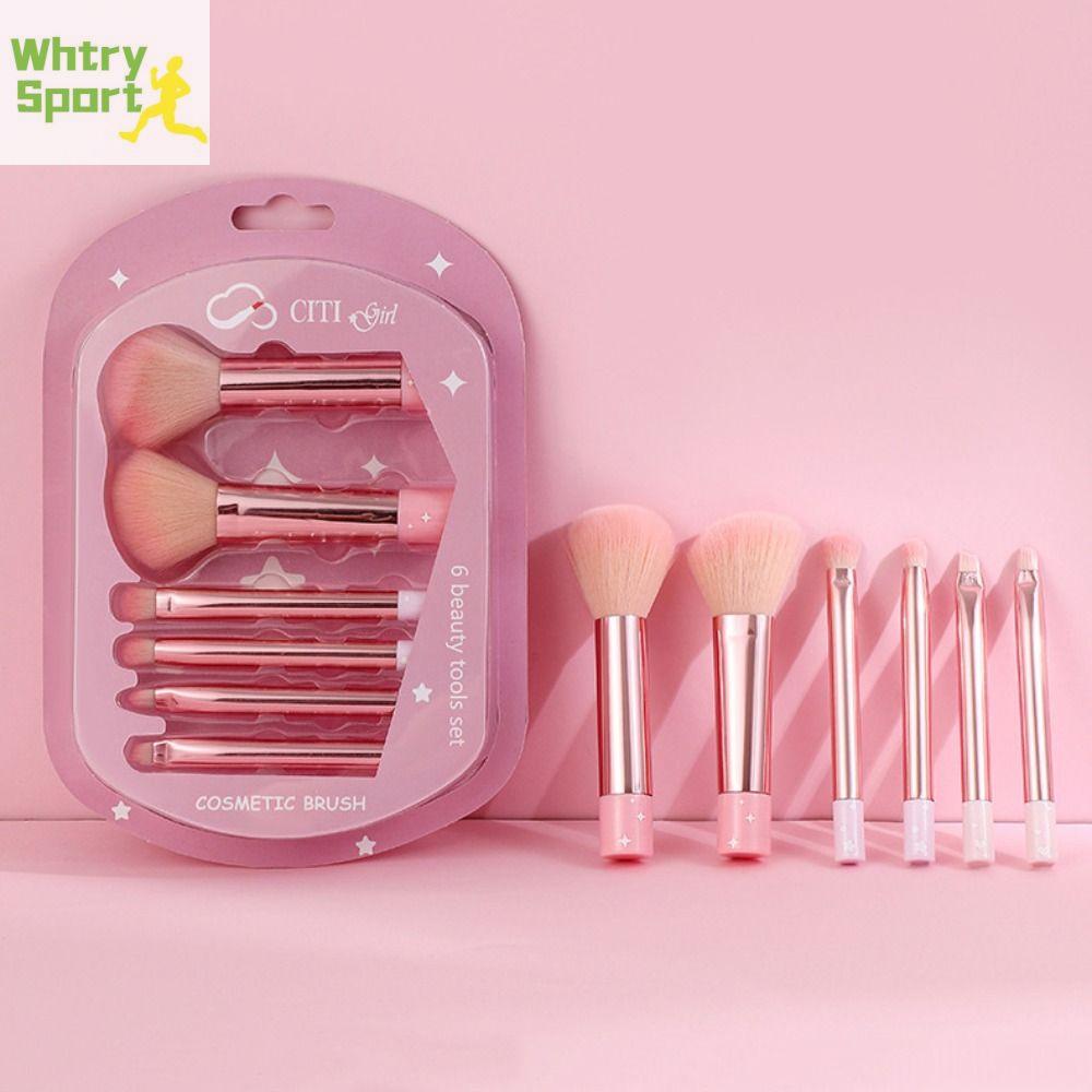 WHTRY 6pcs Dụng cụ thẩm mỹ Bộ cọ trang điểm Lông thú Mềm mại Cọ phấn mắt Tinh tế Kem che khuyết điểm Học sinh