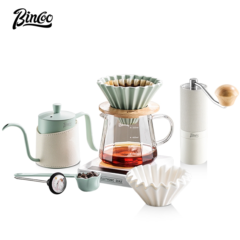 BINCOO Hand Brew Coffee Pot Set Filter Coffee Apparatus Sharing Pot Home Small Hand Grinder Coffee Maker Set ราคา 996 บาท*ส่งฟรี