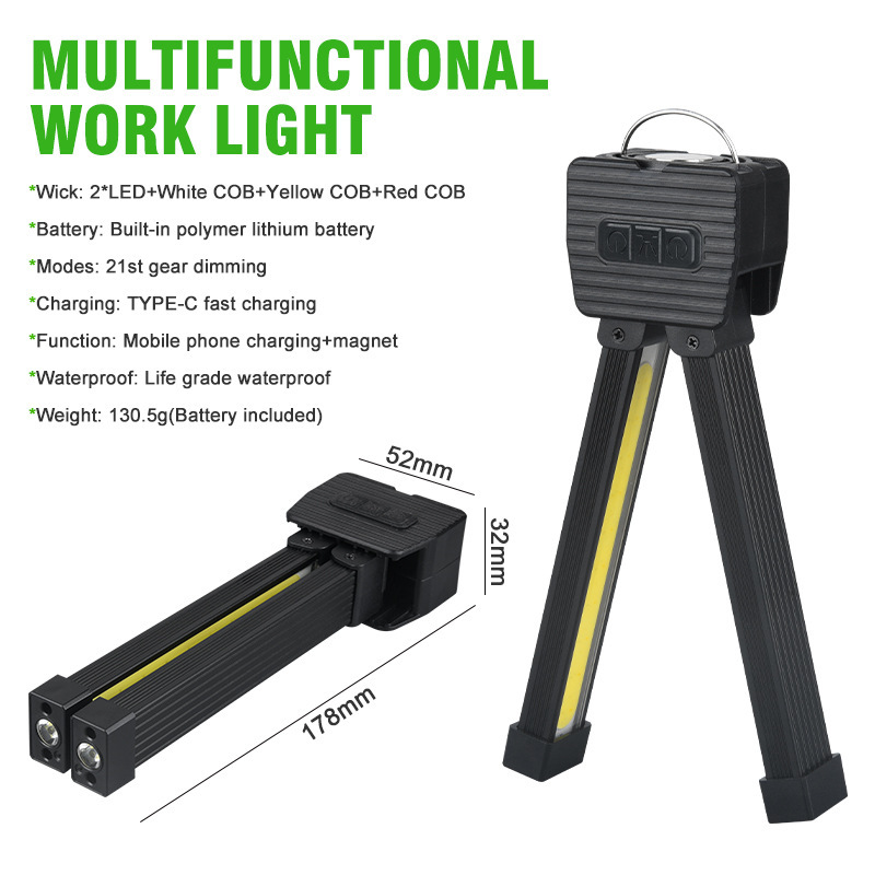 【Limited Stock Available】 Portable Gym Lamp for Posing Handheld USB Rechargeable Worklight LED Posin