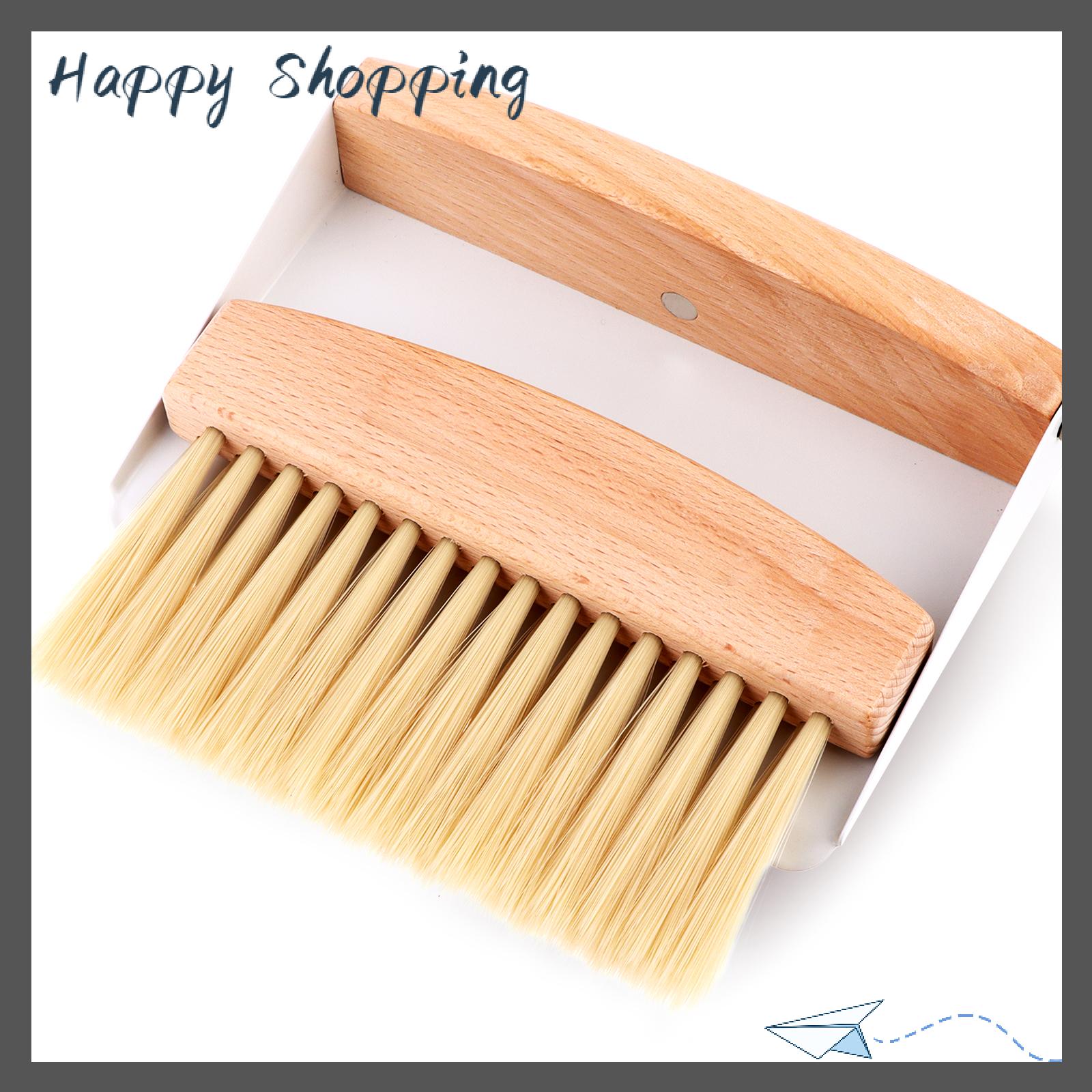 [THS Store] COD Nhỏ Quét Dọn Và Bàn Chải Thiết Lập Mini Xách Tay Quét Dọn Và Bàn Chải Bằng Gỗ Bàn Chải Kim Loại Bụi Pan Cho Quét Bảng Bàn, Đếm