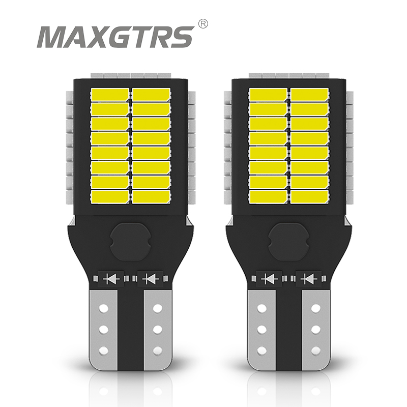 Maxgtrs 2x 5x t15 w16w 921 912 white 54smd 4014 car led bulb canbus no error free auto turn signal back-up/reverse wedge light