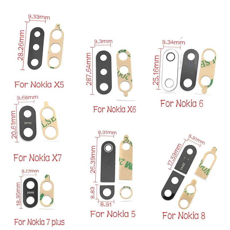 50 cái của rất nhiều cho Nokia 5 6 8 7 cộng với X5 X6 X7 camera mặt lưng phía sau tròng kính bìa với nhãn dính