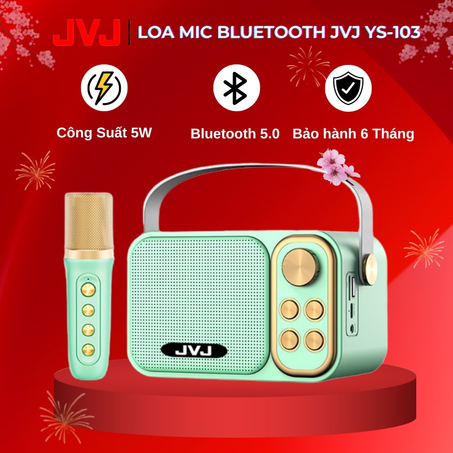 Loa bluetooth mini karaoke kèm mic JVJ YS-103 Không dây, kèm 01 mic hát công suất 5W - Bảo hành chính hãng 06 Tháng a