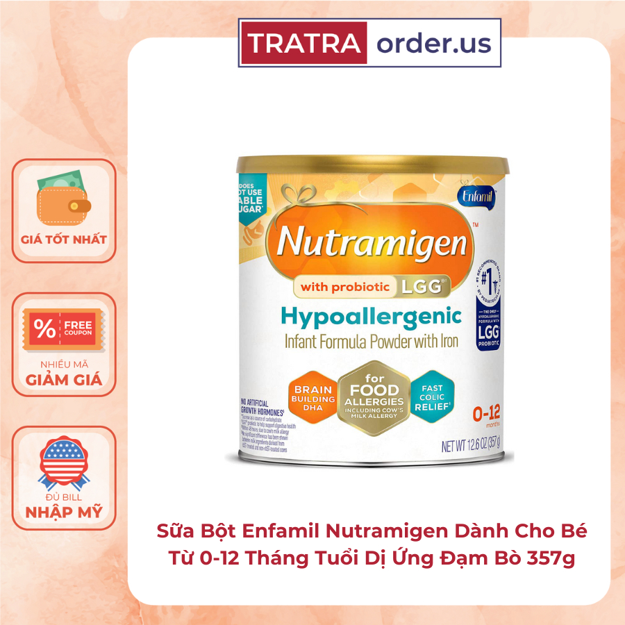 Sữa Bột En..famil Nutramigen Dành Cho Bé Từ 0-12 Tháng Tuổi Dị Ứng Đạm Bò 357g [Nhập Mỹ]