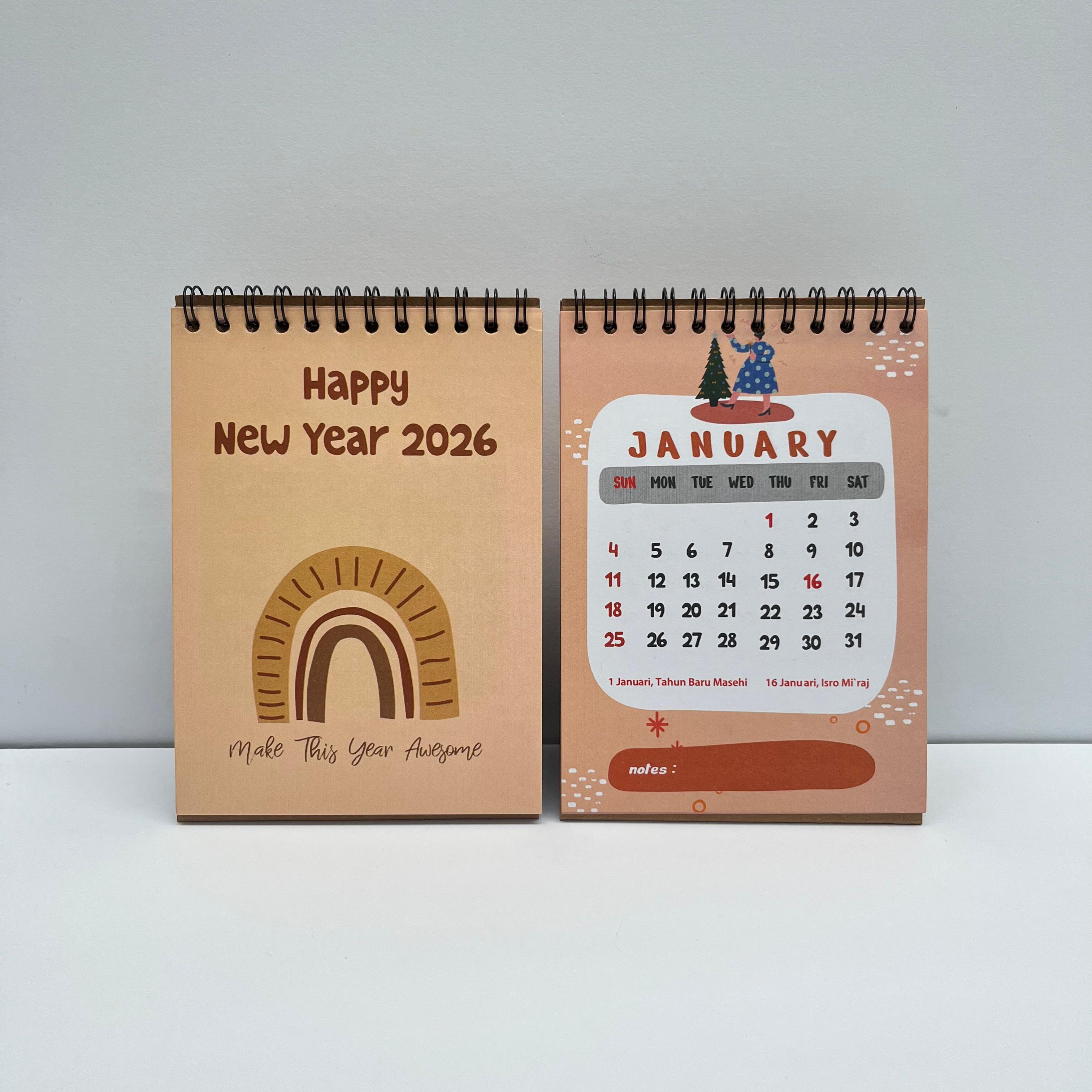 Kalender 2026 Kalender Meja Aesthetic Kalender Meja Ukuran A6 2026/ Kalender A6