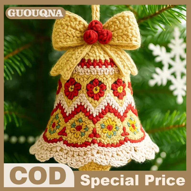 GUOUQNA ชุดเครื่องประดับแบบถักโครเชต์คริสต์มาสแบบทำมือชุดตกแต่งกระดิ่งคริสต์มาสสำหรับผู้เริ่มต้น ราคา 138 บาท*ส่งฟรี