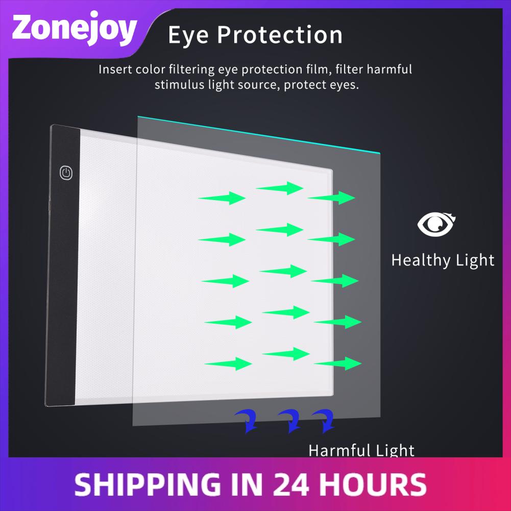 Zonejoy A5 LED Light Pad Tracer 3mm Bảng vẽ siêu mỏng Copyboard Làm mờ vô cấp Cấp nguồn USB cho nghệ sĩ Thiết kế hoạt hình Phác thảo Thư pháp Nguồn cung cấp sơn ngọc kim cương
