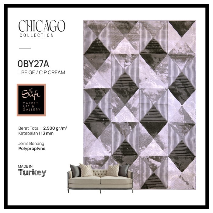 Karpet Lantai Jumbo Minimalis Modern Chicago 300x400 Design Turki