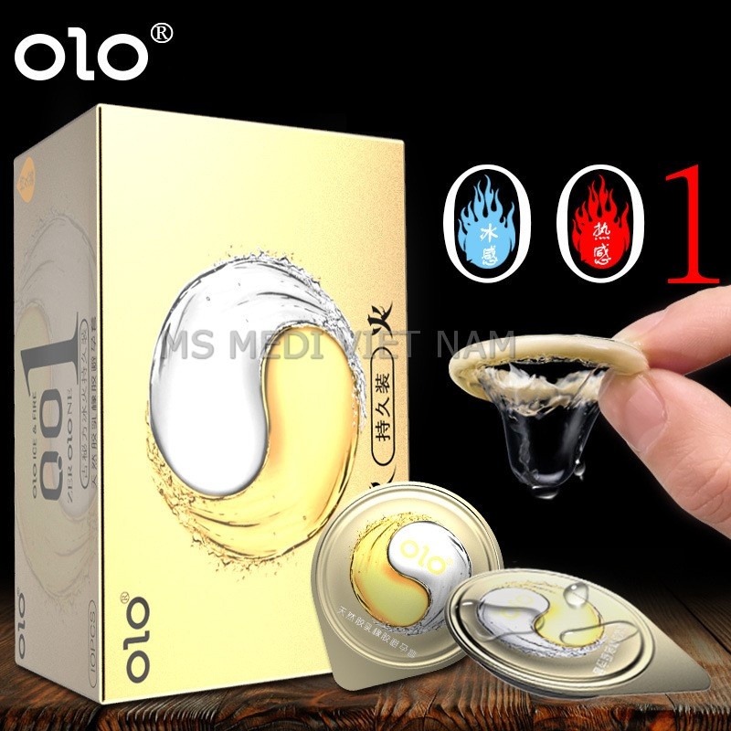 Bao cao su OLO siêu mỏng 001 mm VÀNG, bcs siêu mỏng chống xuất tinh sớm