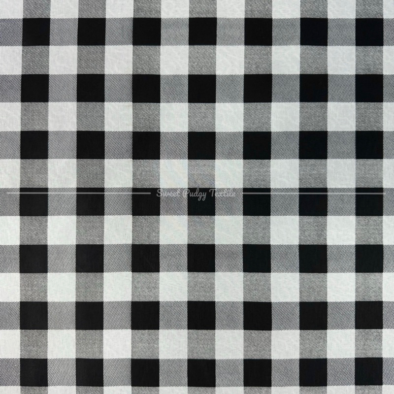 Kain Tetron Cotton TC (Polyester) Corak Petak Besar Bidang 48 Inci Lebar / Big Checker Tetron Cotton Fabric