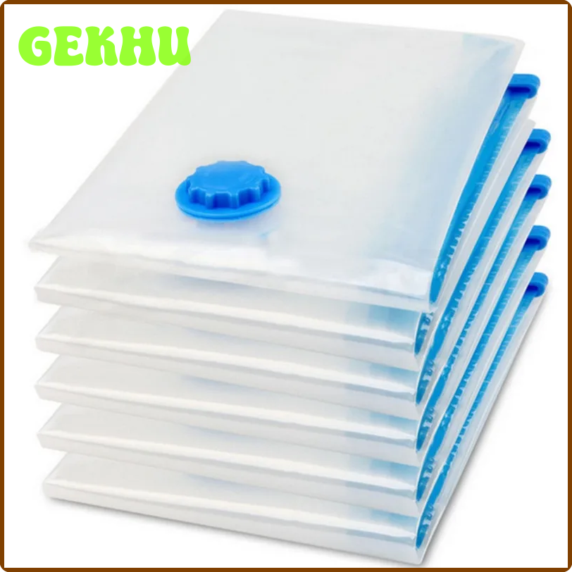GEKHU Vacuum bag for clothes Storage bag with valve Transparent Edge Foldable Compressed Organizer Travel Space Saving Seal Package EDTYJ