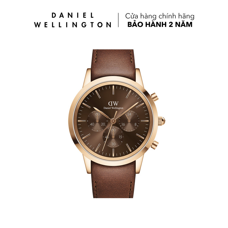 Đồng hồ daniel wellington dây da - dw00100640 42 mm iconic chronograph 42 st mawes rg amber mặt hổ phách vỏ vàng hồng