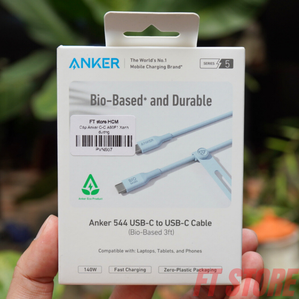 Cáp sạc ANKER Type C to Type C cho Android laptop tablet 544 A80F1/A80F2 140W chất liệu dù Bio-Base 