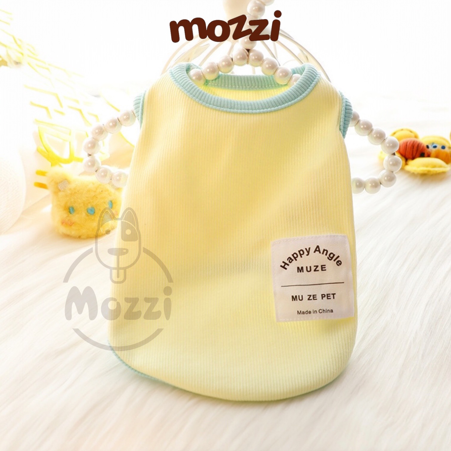 Áo ba lỗ Happy Angle vải thun gân cho chó mèo