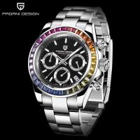 【100% Original】Pagani Design 40mm Mens Stainless Steel Watch Strap Quartz Watch for Men Water Proof Chronograph Calendar Wrist Watch Watch for Men PD-1644