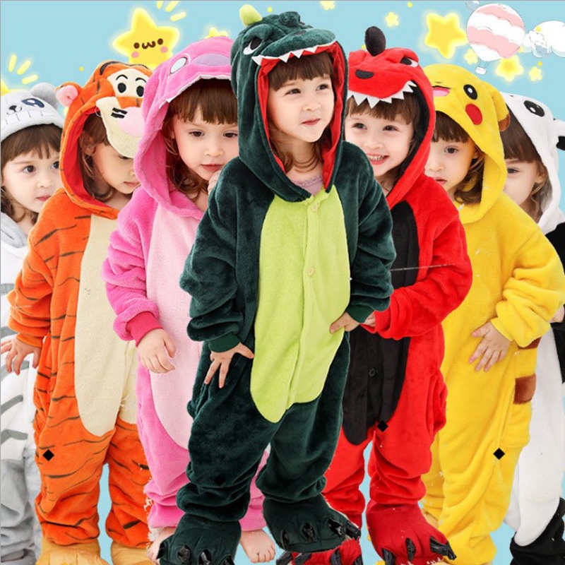Mùa thu mùa đông khủng long phim hoạt hình hoạt hình đồ ngủ hình con vật trẻ em trẻ em flannel ngủ
