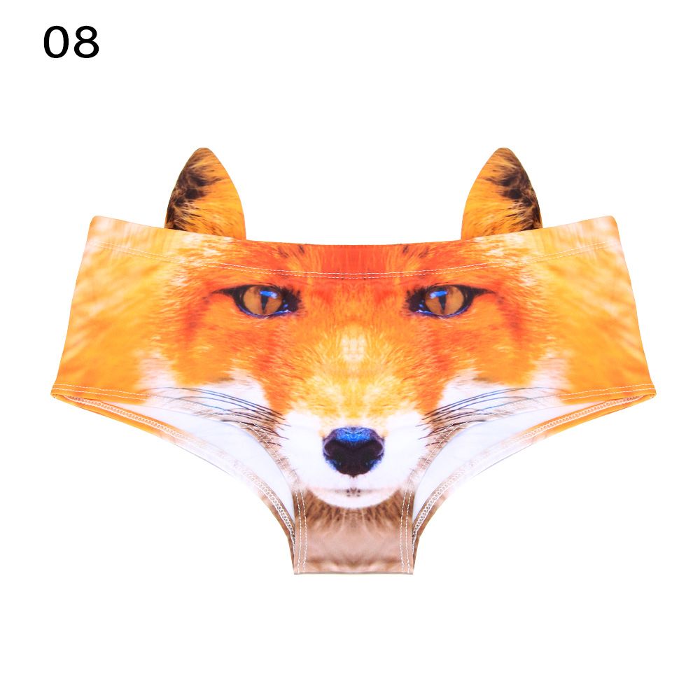 UIOKJEA Nâng lên Bull Dog Cheetah Mèo lợn Quần lót nữ Đồ lót Loài vật in 3d