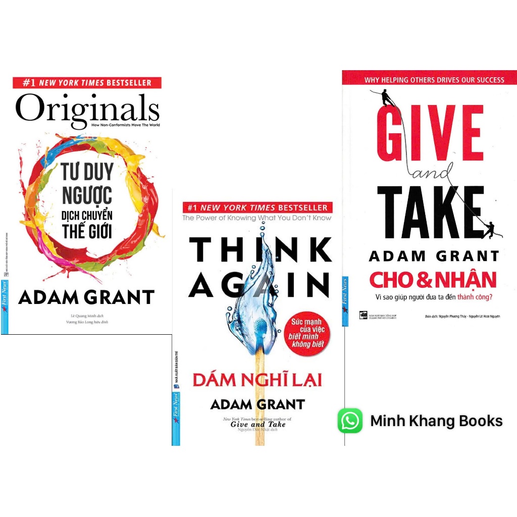 Sách - Combo 3 cuốn: Dám Nghĩ Lại + Tư Duy Ngược Dịch Chuyển Thế Giới + Cho Và Nhận (Adam Grant) (FN-MK)
