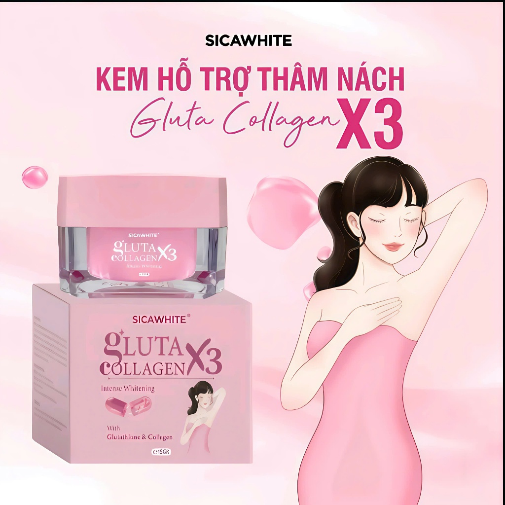 Kem Nách Sica White 15g Hỗ Trợ Mờ Thâm Nách, Đầu Gối, Khủy Tay, Mông Gluta Collagen