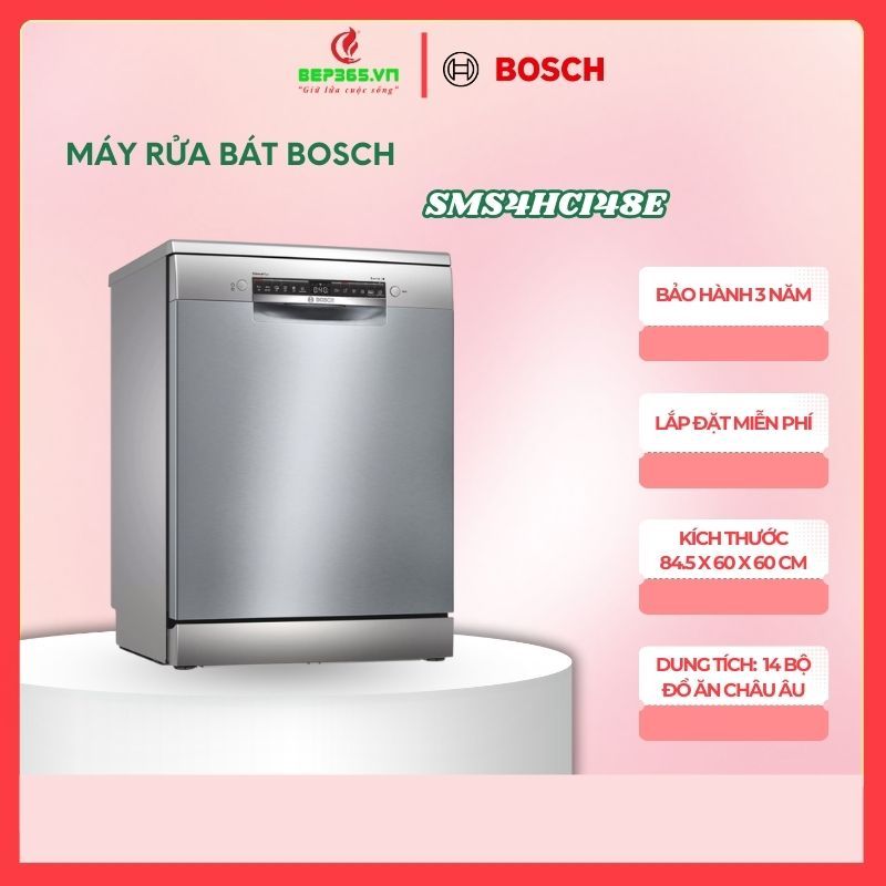 Máy rửa chén 14 bộ Bosch SMS4HCI48E độc lập - 6 chương trình rửa - Sấy khô - Vận hành êm ái