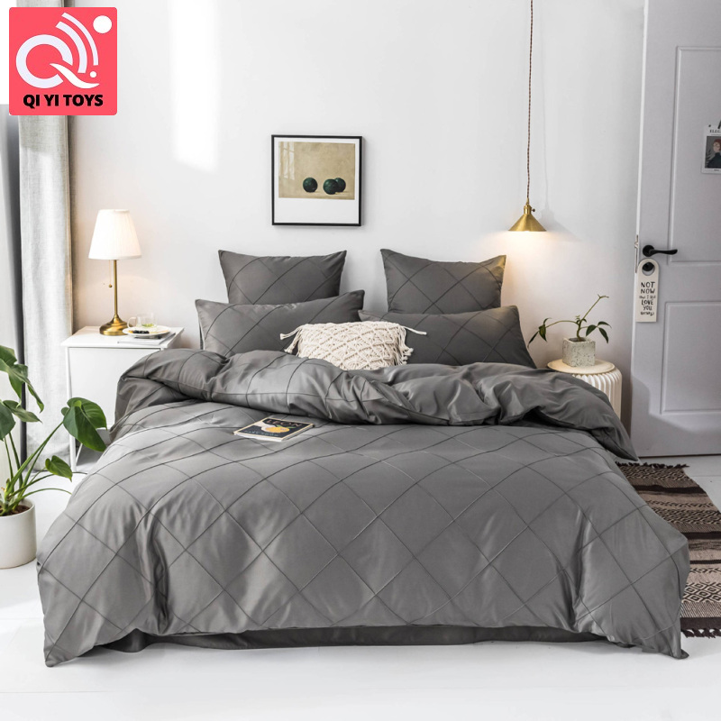 Thời trang họa tiết hình kim cương Duvet cover gối 3 bộ chi tiết thoáng khí thoải mái bộ đồ giường ngủ cho tất cả các mùa