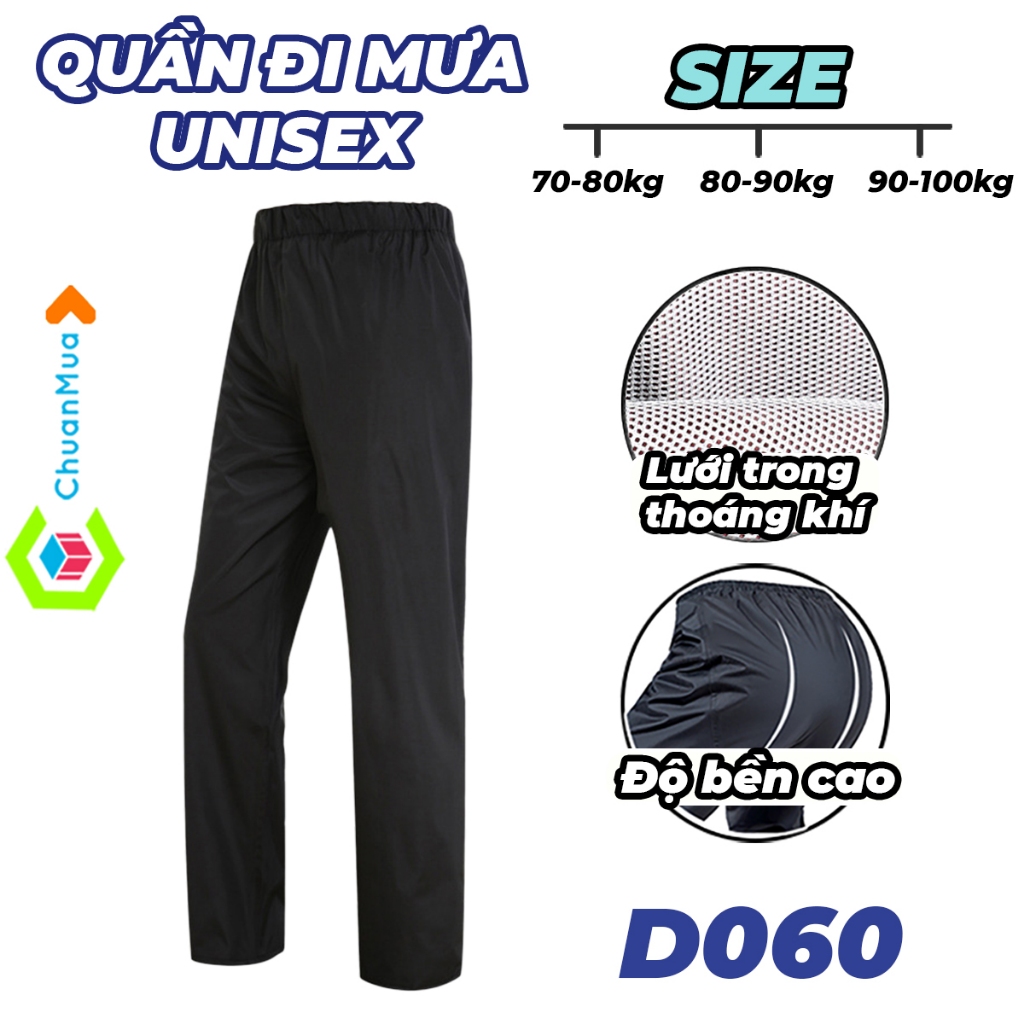 Quần Đi Mưa Vải Dù Chống Thấm Có Lưới Lót Trong Thoáng Khí Cao Cấp ( Quần Lẻ Đi Mưa Độ Bền Cao )