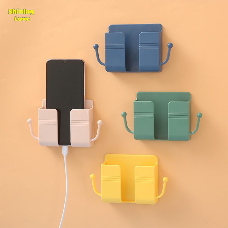 ShiningLove Wall-mounted Storage Rack Multi-functional Solid Color Air Conditioner Remote Control Board Bracket Bedside Charger Holder