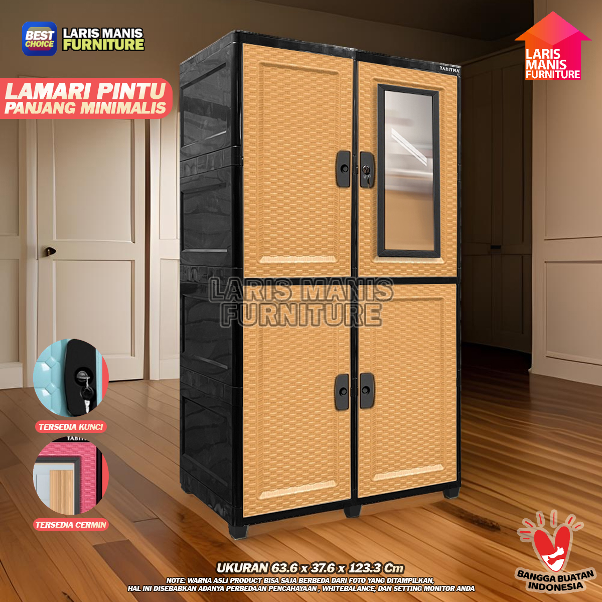Versatile plastic cabinets clicks door panperang Tabitha minimalist wardrobe clothes storage Harga 241,000 rupiah*Gratis Ongkir
