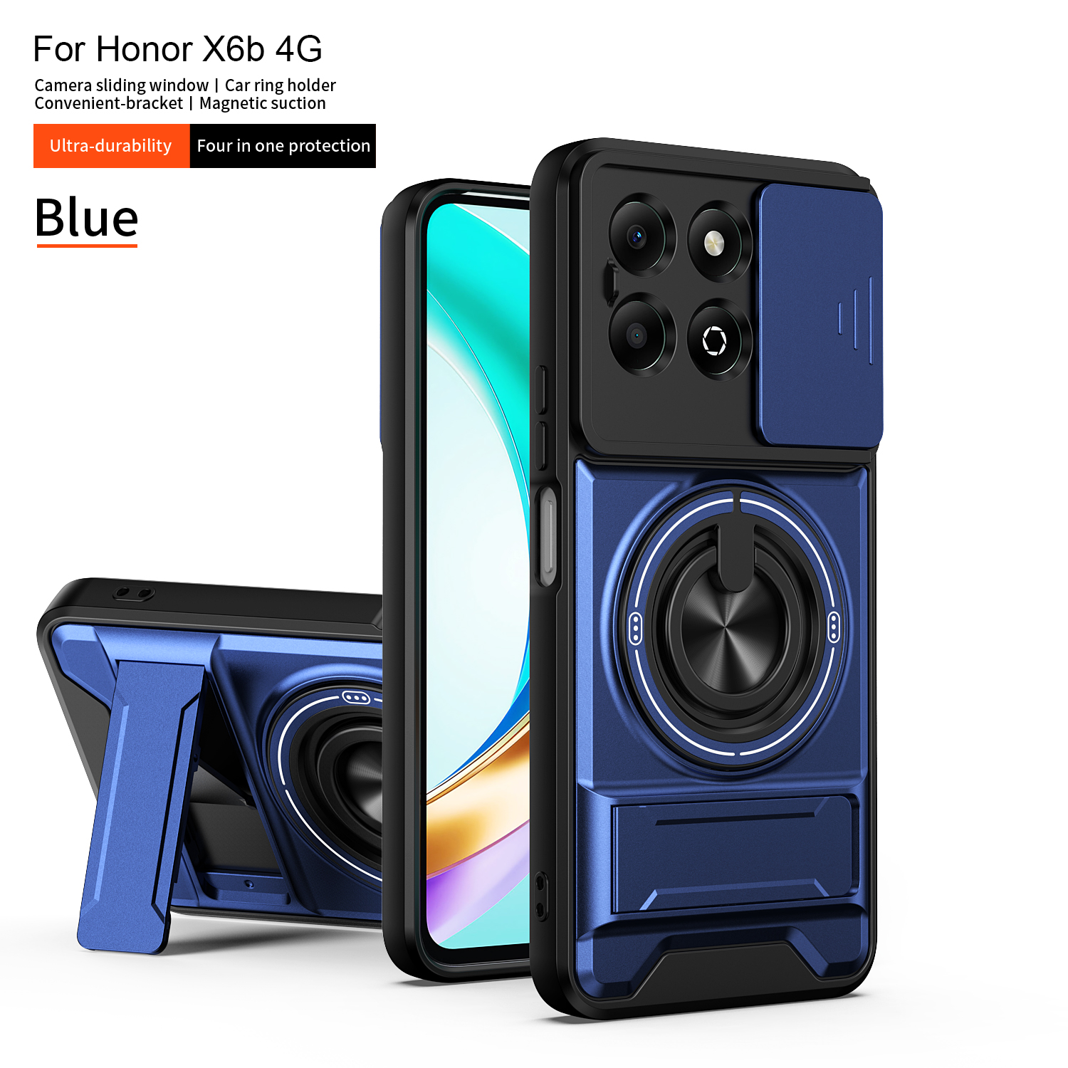 For Honor X6B Case Honor X6B Plus Cover Honor X6B plus Cases Magsafe Magnetic Fold Holder Military Armor Camera Protection Cover - Image 4