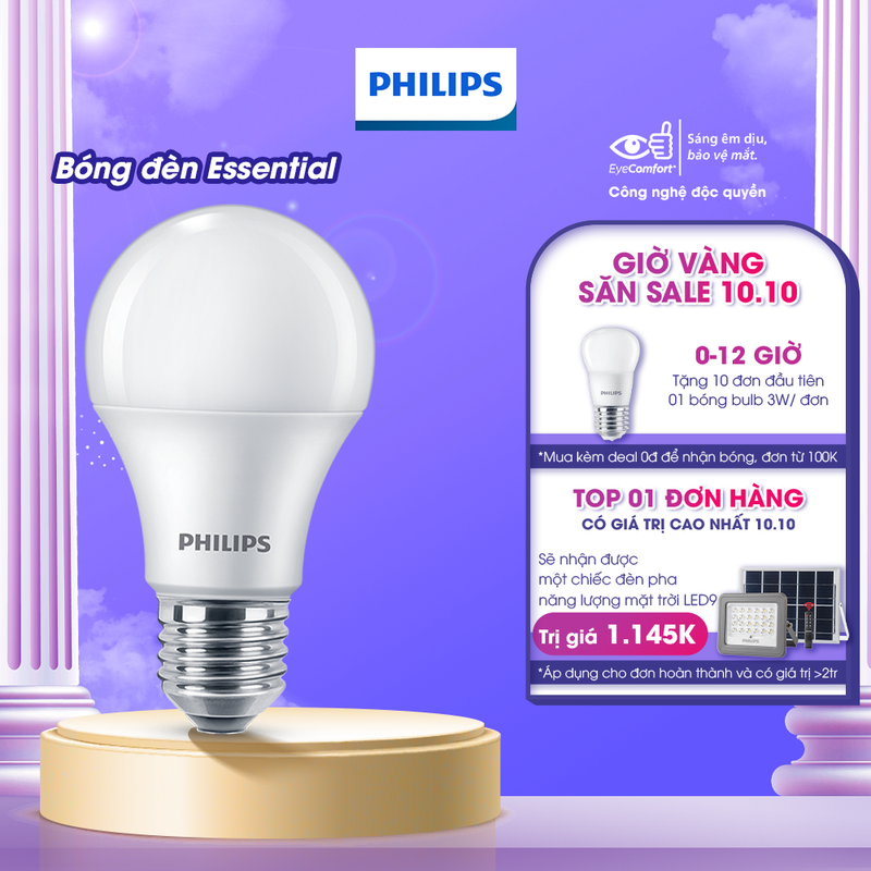 Bóng đèn Philips LED tiết kiệm điện Essential E27 5W 7W 9W 11W 13W (vàng, trắng) (01 bóng)