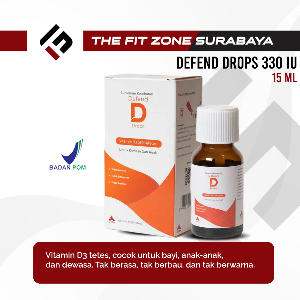 Defend D Drops Vitamin D3 330 IU / Tetes 15 ML Isi 550 Tetes