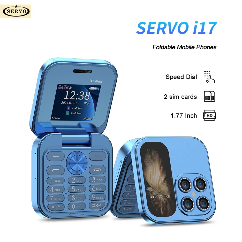 สมาร์ทโฟน โทรศัพท์มือถือ SERVO i17 Pro 2 ซิมการ์ด + การ์ด TF 16G พับโทรศัพท์มือถือเครือข่าย 2G เครื่องเล่นวิดีโอไฟฉายวิทยุ FM Magic Voice กล่องขนาดเล็กพลิกโทรศัพท์มือถือ