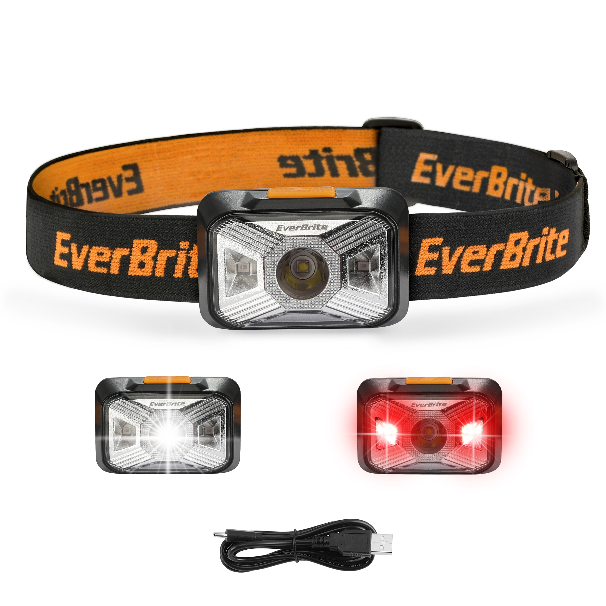 【Latest Style】 Everbrite Led Headlamp 4 Lighting Modes Headlamp Ipx4 Water Resistant Perfect For Running Camping Hiking Usb Rechargeable