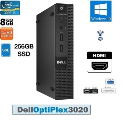 DELL OPTIPLEX 3020 TINY PC i5- 4th GEN 8GB RAM, 256GB SSD, WIN 10 Pro, MS office (Refurbished)