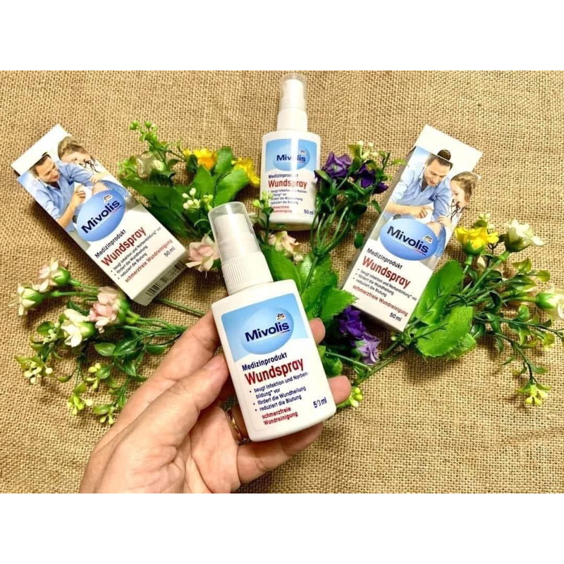 Xịt cầm máu và khử trùng vết thương Wundspray Mivolis Đức 50ml
