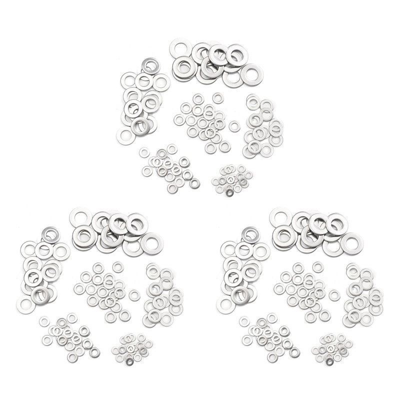 315Pcs 304 Flat Stainless Steel Washers M3 M5 M6 M8 M10 for Screws Repair Kit Tool