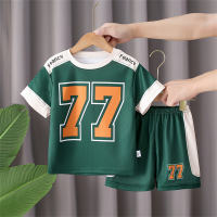【Local Stock】 Complete Basketball OOTD for Boys 1-8 yrs  No.77 Printed Jersey &ampampampampampamp Breathable Shorts  Quick-Dry Fabric with Elastic Waist  Perfect for Play and Casual Wear