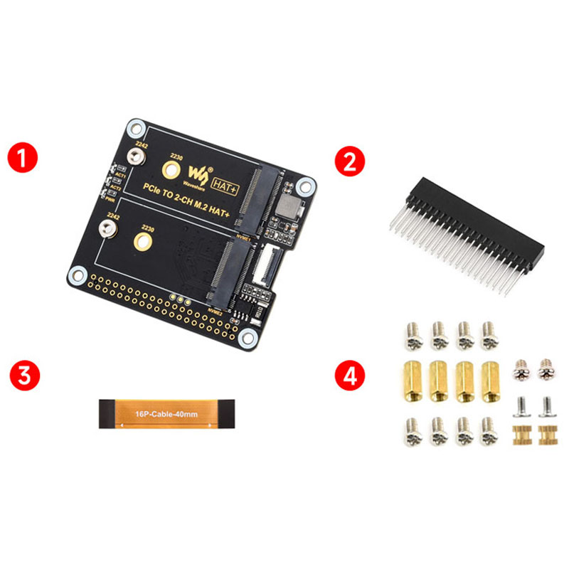 【Digital Tradin】 Raspberry Pi 5 to M.2 NVMe Dual SSD -TO-2-CH-M.2-HAT+ Board Pi5 Double(NOT Support BOOT from NVME SSD - 2