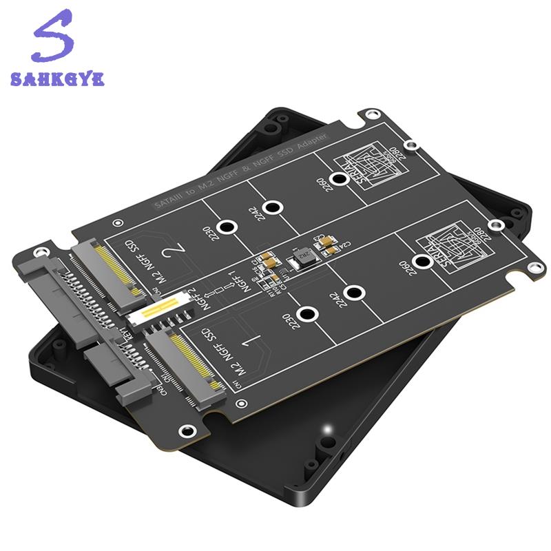 greatbuy666-Dual M. 2 B Key SSD to 2.5 SATA3 Converter Card with Plastic Enclosure Interface for Desktop for Laptop HDD Replacement ราคา 136 บาท*ส่งฟรี