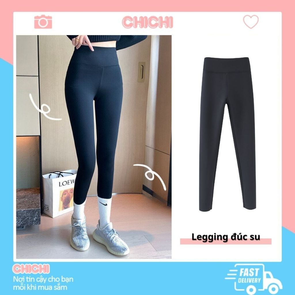 Quần legging tập gym nữ dài định hình nâng mông cạp cao chất đúc su dày dặn ChiChi HM06