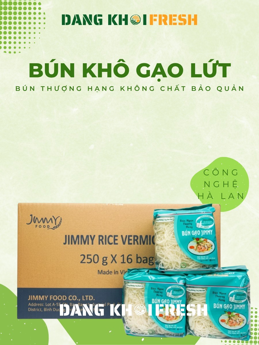 Combo thùng bún gạo khô, bún gạo lứt, bún bò huế Jimmy 4kg - 16 gói * 250gr