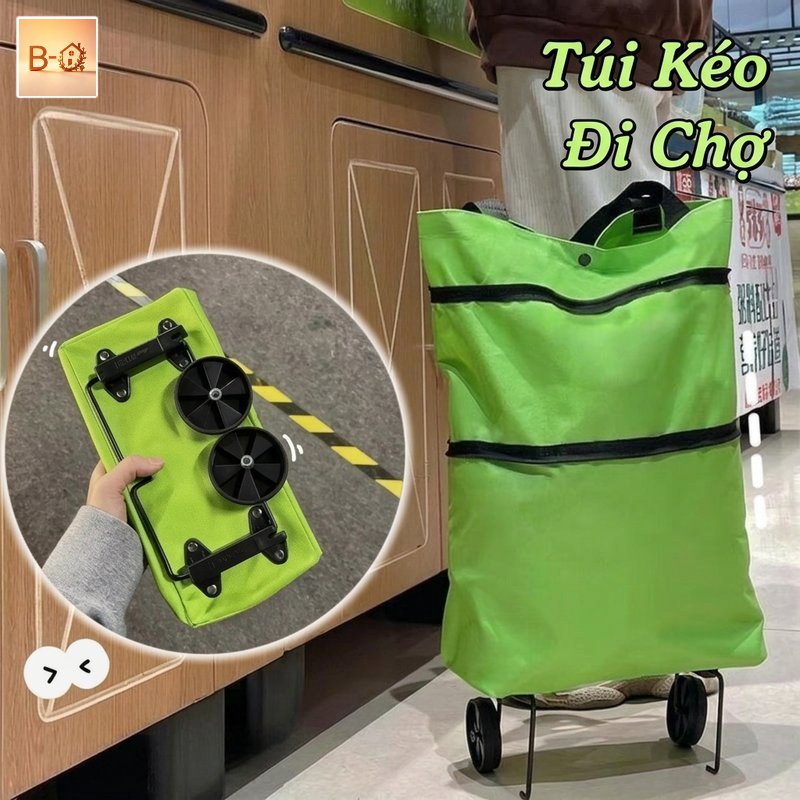 B-HQ túi kéo đi chợ gấp gọn xe đẩy mua sắm bánh xe túi đựng đồ đa năng tay kéo chắc chắn chịu lực