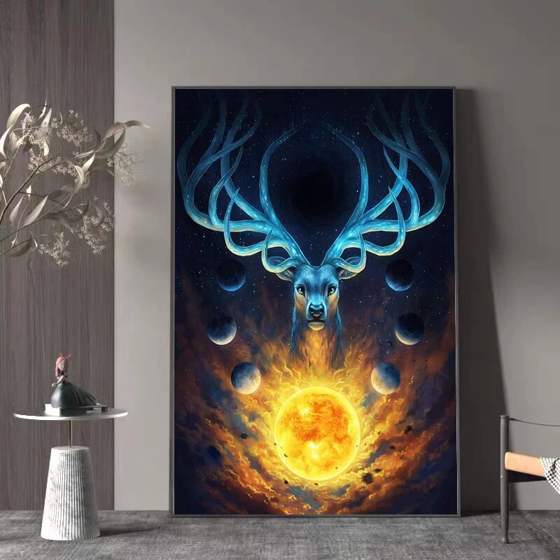 Nordic Wall Art Landscape Poster Korean Decor Interior Paintings Forest  Deer Canvas Picture for Living Room